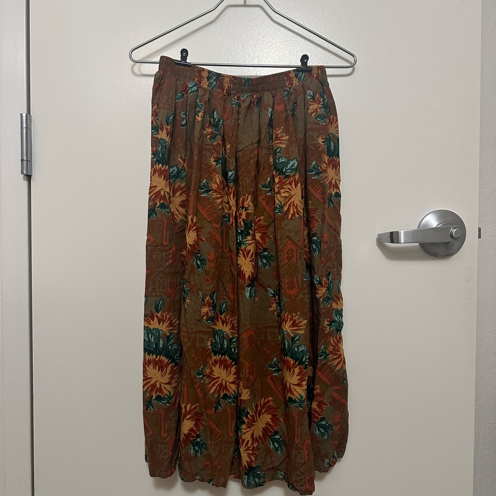 Women's Vintage Floral Midi Skirt